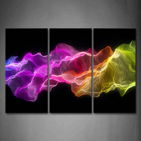 Purple Black Background Blue Pink Yellow Smoke Wall Art Painting The Picture Print On Canvas Abstract Pictures For Home Decor Decoration Gift 