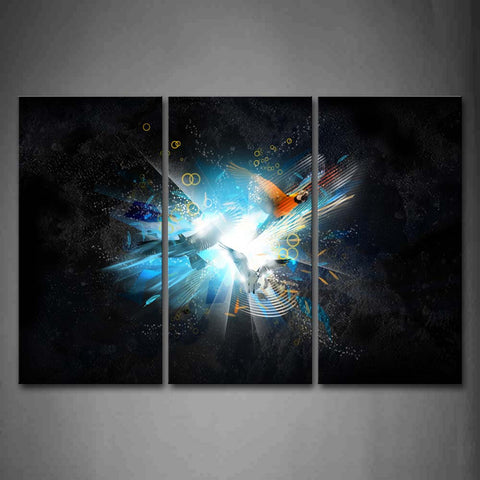 Artistic Blue Yellow Circles Birds Wall Art Painting Pictures Print On Canvas Abstract The Picture For Home Modern Decoration 