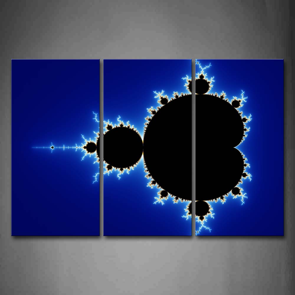 Fractal Blue Background Black Shape Wall Art Painting Pictures Print On Canvas Abstract The Picture For Home Modern Decoration 