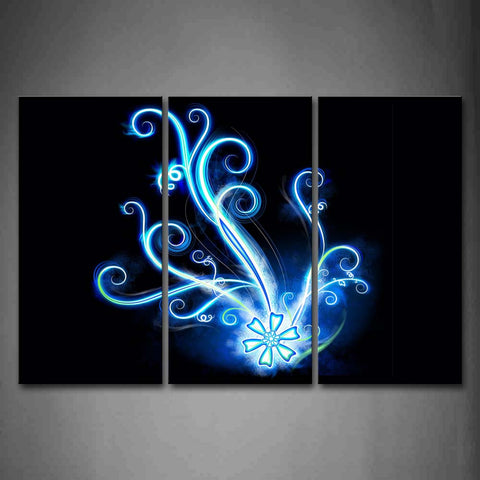 Blue Like A Plant Black Background Wall Art Painting Pictures Print On Canvas Abstract The Picture For Home Modern Decoration 