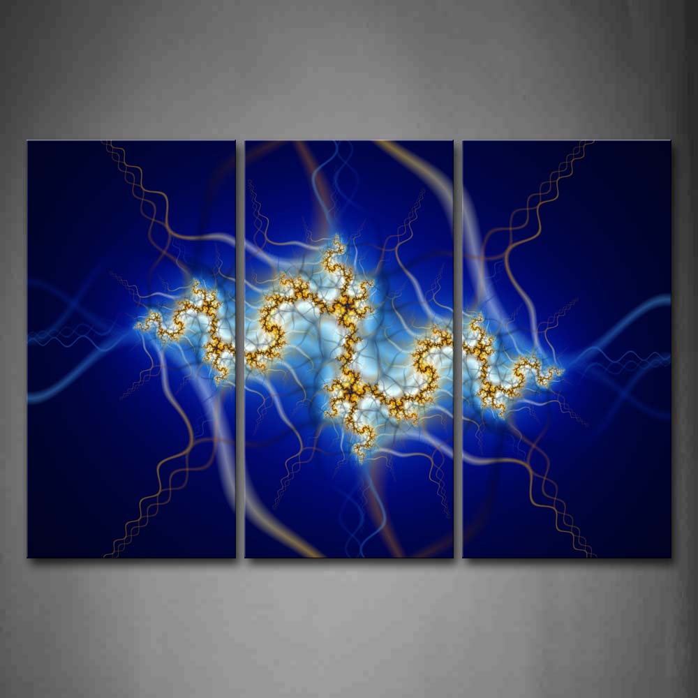 Fractal Blue Yellow Lines Wall Art Painting Pictures Print On Canvas Abstract The Picture For Home Modern Decoration 