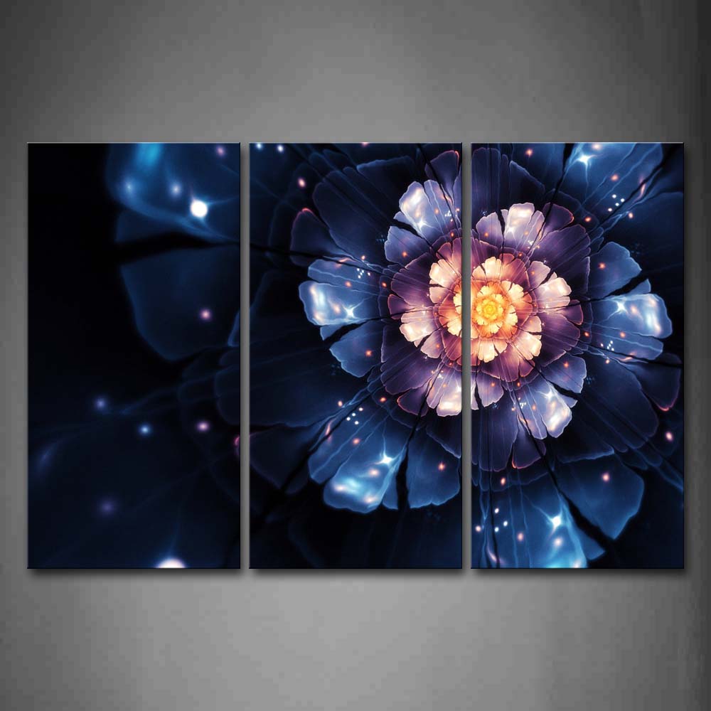 Fractal Like A Blue And Pink Flower Wall Art Painting Pictures Print On Canvas Abstract The Picture For Home Modern Decoration 