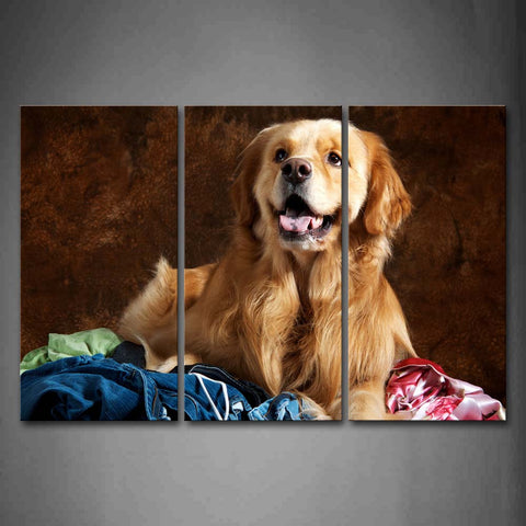 Yellow Dog Lie On Cloth Wall Art Painting The Picture Print On Canvas Animal Pictures For Home Decor Decoration Gift 