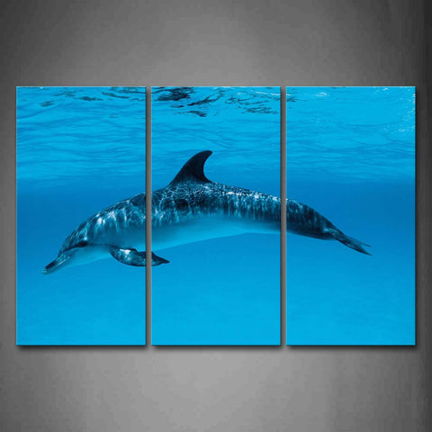 Dolphin Playing In Blue Sea Wall Art Painting Pictures Print On Canvas Animal The Picture For Home Modern Decoration 