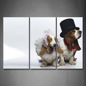 Basset Hounds Wear Hat Like Marry Wall Art Painting Pictures Print On Canvas Animal The Picture For Home Modern Decoration 