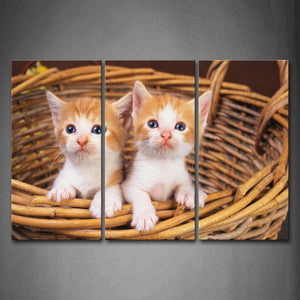 Two Cats In Basket Wall Art Painting The Picture Print On Canvas Animal Pictures For Home Decor Decoration Gift 