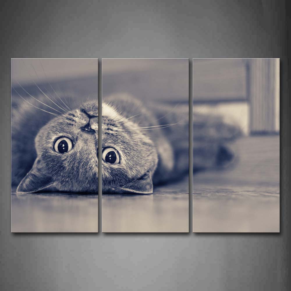 Gray Cat Lie In Land  Wall Art Painting The Picture Print On Canvas Animal Pictures For Home Decor Decoration Gift 