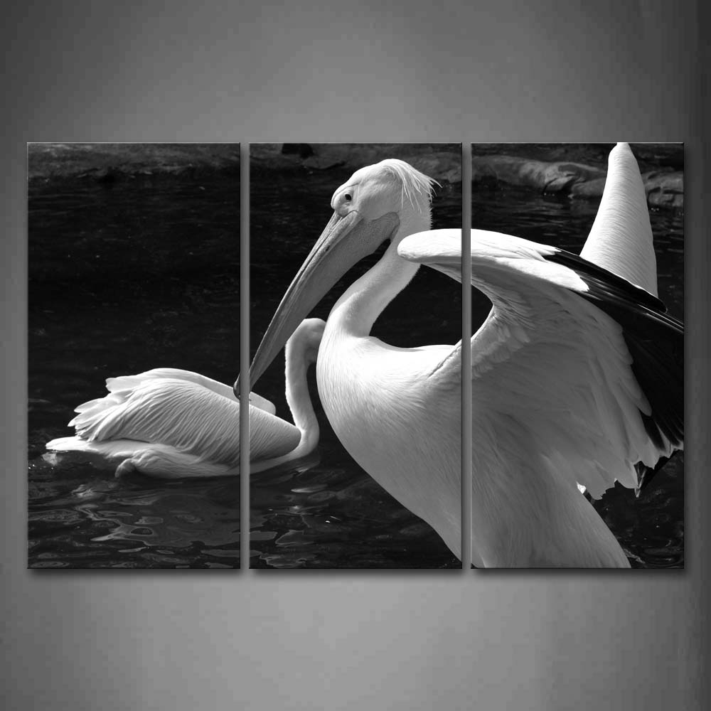 Two Pelicans On Water  Wall Art Painting The Picture Print On Canvas Animal Pictures For Home Decor Decoration Gift 