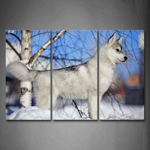 Dog Stand On Snowfiled Near A Tree Wall Art Painting Pictures Print On Canvas Animal The Picture For Home Modern Decoration 