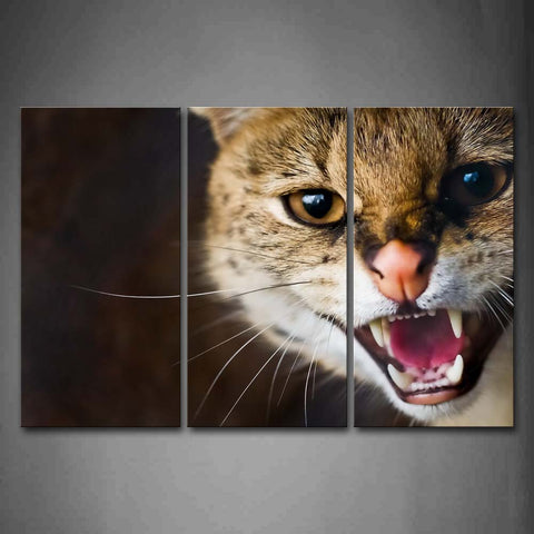 Serval Head  Open Mouth Wall Art Painting The Picture Print On Canvas Animal Pictures For Home Decor Decoration Gift 