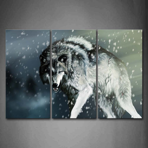 Artistic Wolf Snowing Wall Art Painting Pictures Print On Canvas Animal The Picture For Home Modern Decoration 