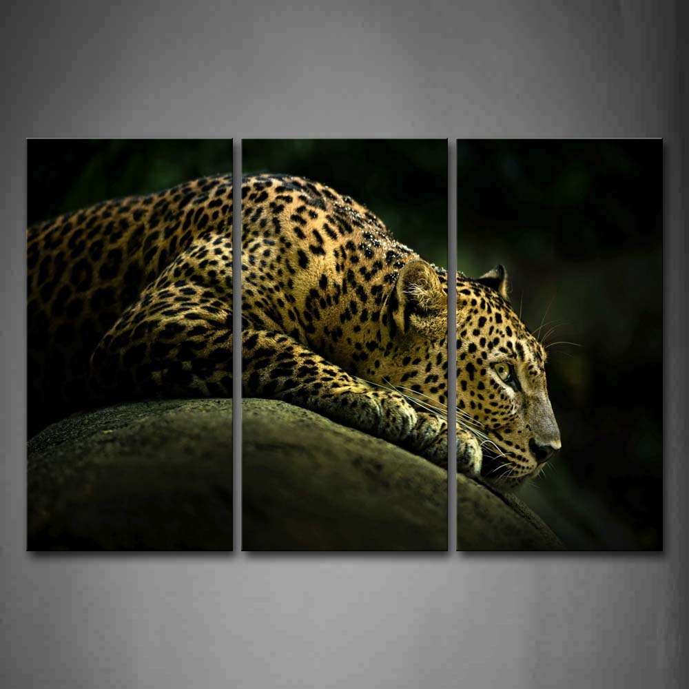 Leopard Bend Over On Rock Wall Art Painting Pictures Print On Canvas Animal The Picture For Home Modern Decoration 