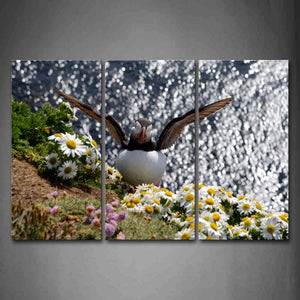 Bird Stand Near A Sea And Flower Wall Art Painting The Picture Print On Canvas Animal Pictures For Home Decor Decoration Gift 