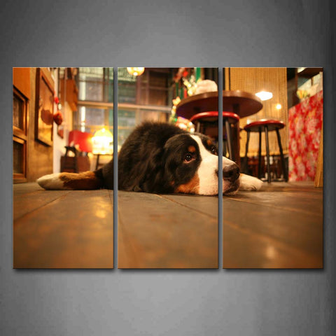 Dog Lying On Front Floor With Light Wall Art Painting The Picture Print On Canvas Animal Pictures For Home Decor Decoration Gift 