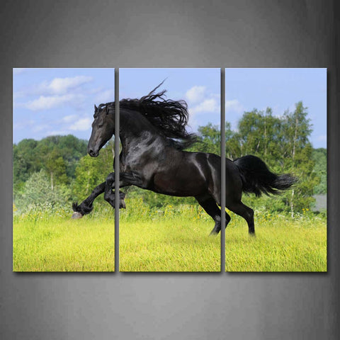 Horse Jump Over Grassland Trees Wall Art Painting The Picture Print On Canvas Animal Pictures For Home Decor Decoration Gift 