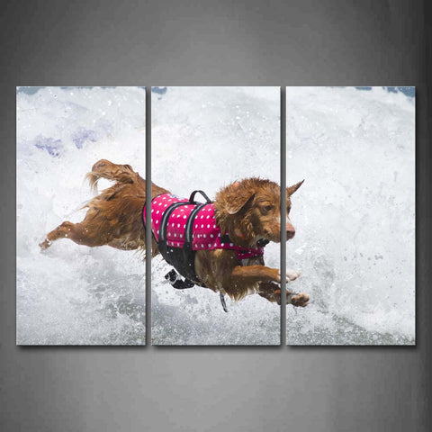 Yellow Dog Run In Water Wall Art Painting Pictures Print On Canvas Animal The Picture For Home Modern Decoration 