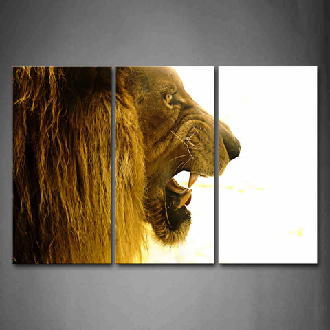 Lion Open Mouth Profile Wall Art Painting Pictures Print On Canvas Animal The Picture For Home Modern Decoration 