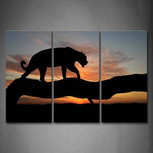 Lion Walk On Branch At Sunset Wall Art Painting The Picture Print On Canvas Animal Pictures For Home Decor Decoration Gift 