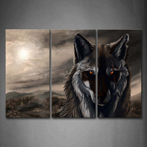 Artistic A Wolf Head Mountain Moon Wall Art Painting The Picture Print On Canvas Animal Pictures For Home Decor Decoration Gift 