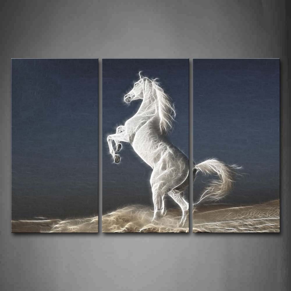 Artistic A White Horse Stand  Wall Art Painting The Picture Print On Canvas Animal Pictures For Home Decor Decoration Gift 