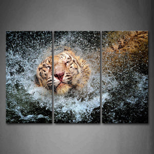 White Tiger In Water And Throw Away Water Wall Art Painting Pictures Print On Canvas Animal The Picture For Home Modern Decoration 