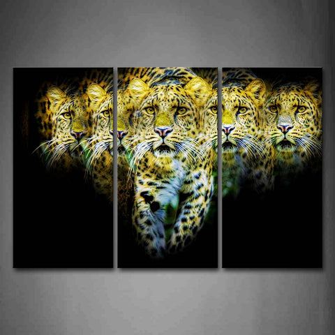 Artistic Many Jaguar In Black Background Wall Art Painting The Picture Print On Canvas Animal Pictures For Home Decor Decoration Gift 