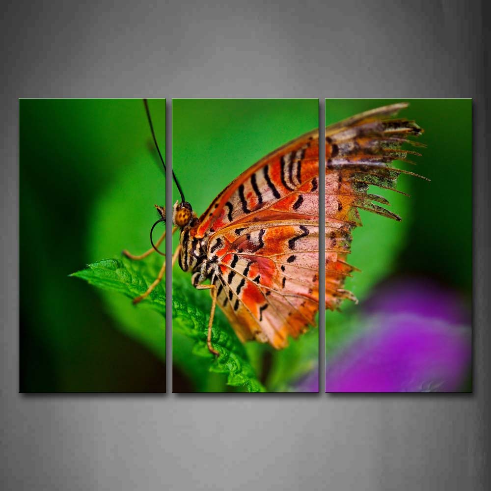 Yellow Butterfly Stop On Green Leaf Wall Art Painting The Picture Print On Canvas Animal Pictures For Home Decor Decoration Gift 