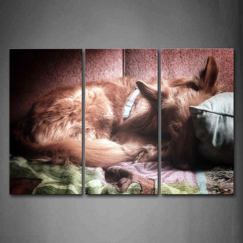 Brown Dog Sleep On Blanket Wall Art Painting The Picture Print On Canvas Animal Pictures For Home Decor Decoration Gift 