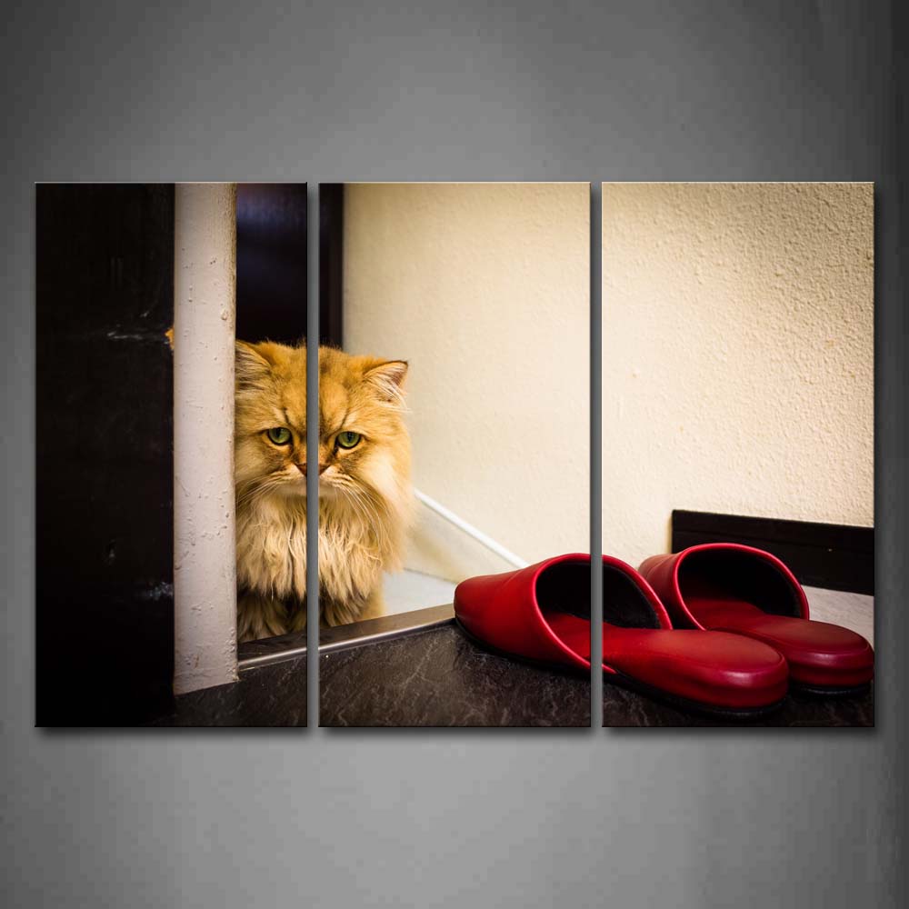 Cat Stand On Sill Red Shoes Wall Art Painting The Picture Print On Canvas Animal Pictures For Home Decor Decoration Gift 