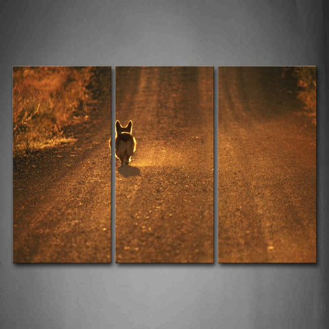 Dog Walk Along A Long Mud Road Wall Art Painting Pictures Print On Canvas Animal The Picture For Home Modern Decoration 