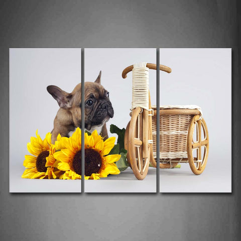 Dog With Yellow Flower And A Artwork Wall Art Painting The Picture Print On Canvas Animal Pictures For Home Decor Decoration Gift 