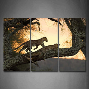 Two Leopard In Big Tree Wall Art Painting The Picture Print On Canvas Animal Pictures For Home Decor Decoration Gift 