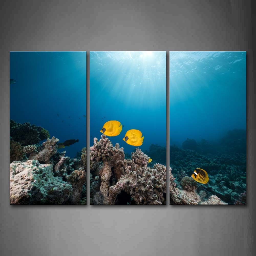 The Bottom Of Sea Yellow Fish Wall Art Painting Pictures Print On Canvas Animal The Picture For Home Modern Decoration 