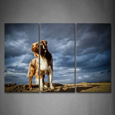 Dog Stand On Mud Land Cloudy Wall Art Painting Pictures Print On Canvas Animal The Picture For Home Modern Decoration 