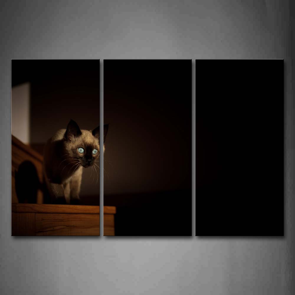 Cat Stand On Wood At Night Wall Art Painting Pictures Print On Canvas Animal The Picture For Home Modern Decoration 