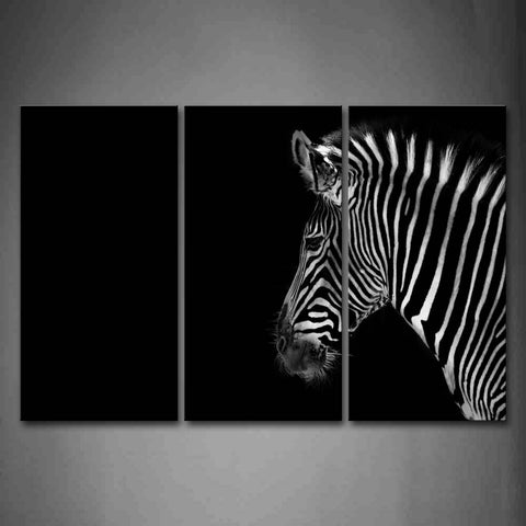 Black And White Portrait Of Zebra  Head Black Background Wall Art Painting Pictures Print On Canvas Animal The Picture For Home Modern Decoration 