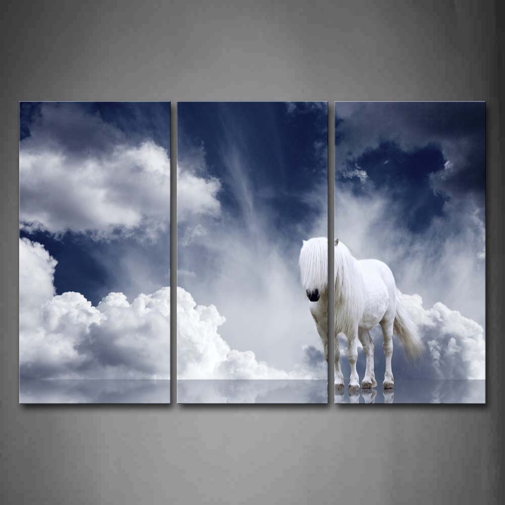 White Horse Cloud Ice Wall Art Painting The Picture Print On Canvas Animal Pictures For Home Decor Decoration Gift 