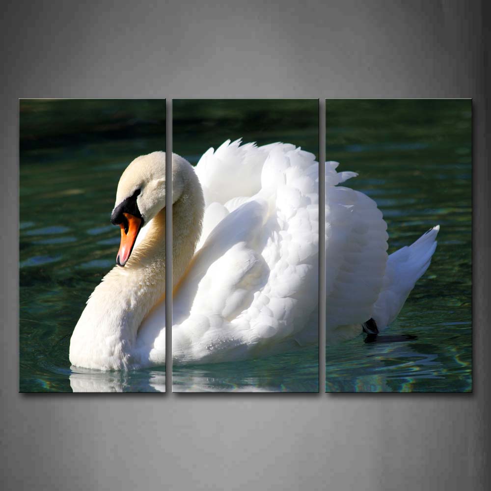 Swan Swimming On Water Wall Art Painting The Picture Print On Canvas Animal Pictures For Home Decor Decoration Gift 