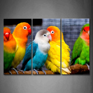 Group Of Parrots Stand On Wood Wall Art Painting The Picture Print On Canvas Animal Pictures For Home Decor Decoration Gift 