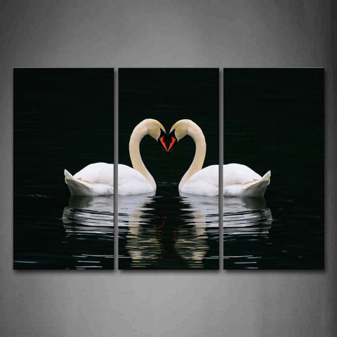 Two Seans Swimming On Water Make Up A Heart Wall Art Painting Pictures Print On Canvas Animal The Picture For Home Modern Decoration 