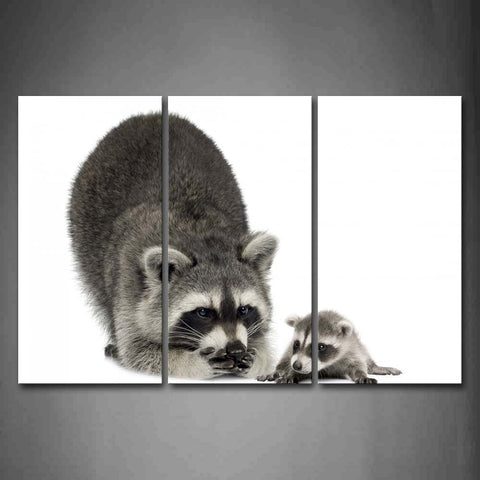 Mother Raccoon And Cub In White Background Wall Art Painting The Picture Print On Canvas Animal Pictures For Home Decor Decoration Gift 