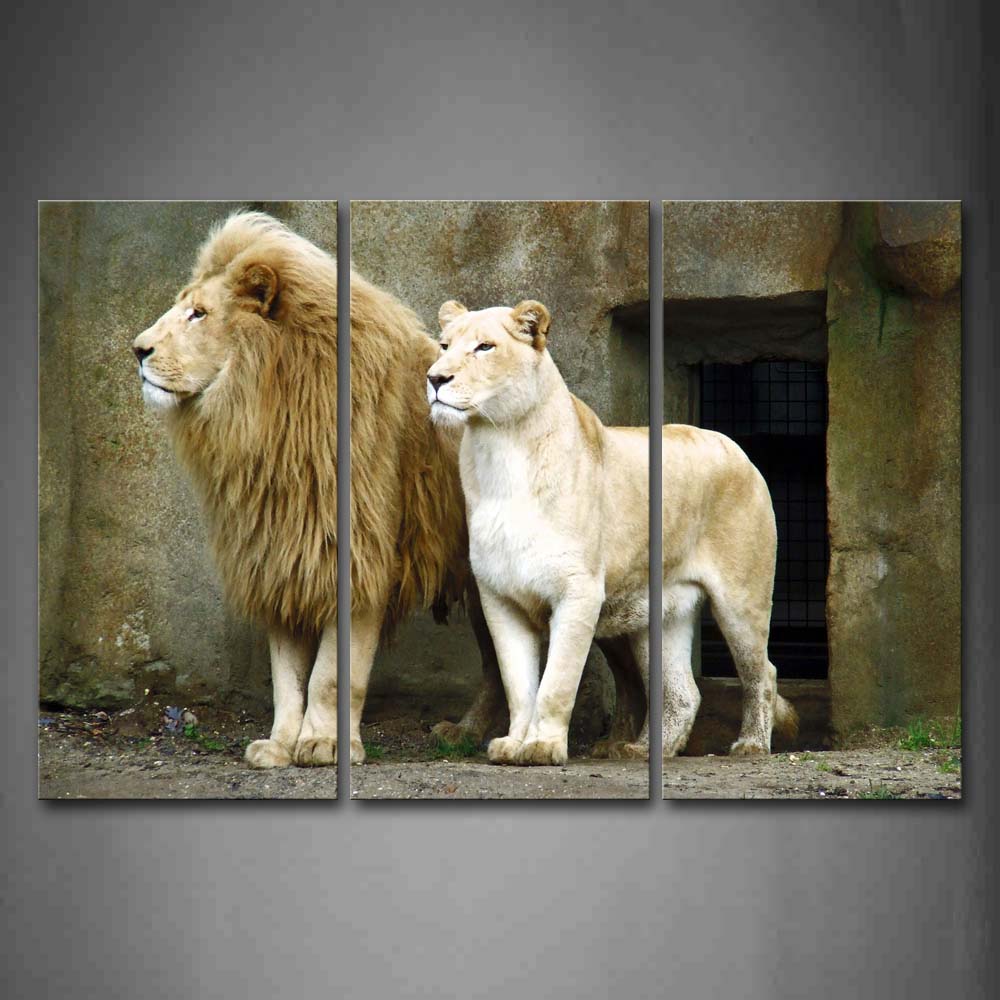 Pair Of Lions Stand Out Home Wall Art Painting The Picture Print On Canvas Animal Pictures For Home Decor Decoration Gift 