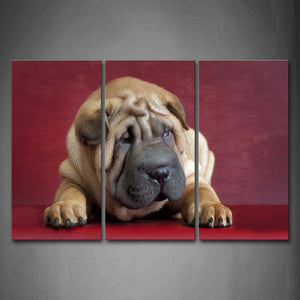 Shar Pei Lie In Red Background Wall Art Painting Pictures Print On Canvas Animal The Picture For Home Modern Decoration 