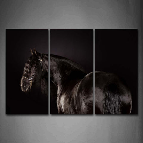 Black Horse Portrait Black Background Wall Art Painting Pictures Print On Canvas Animal The Picture For Home Modern Decoration 