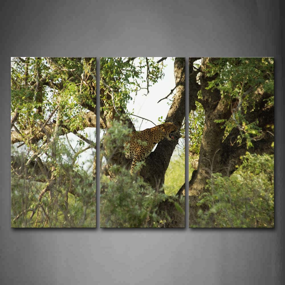 Leopard Howl In Big Tree Wall Art Painting The Picture Print On Canvas Animal Pictures For Home Decor Decoration Gift 