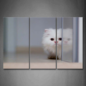 White Cat Hide In Doorway Modern Wall Art Painting The Picture Print On Canvas Animal Pictures For Home Decor Decoration Gift 