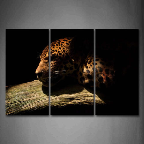 Leopard Grovel On Wood At Night Wall Art Painting The Picture Print On Canvas Animal Pictures For Home Decor Decoration Gift 