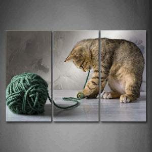 Gray Cat Bite Woolen Yarn  Wall Art Painting Pictures Print On Canvas Animal The Picture For Home Modern Decoration 