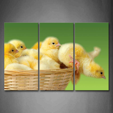 Many Chicken Cubs In Basket  Wall Art Painting Pictures Print On Canvas Animal The Picture For Home Modern Decoration 