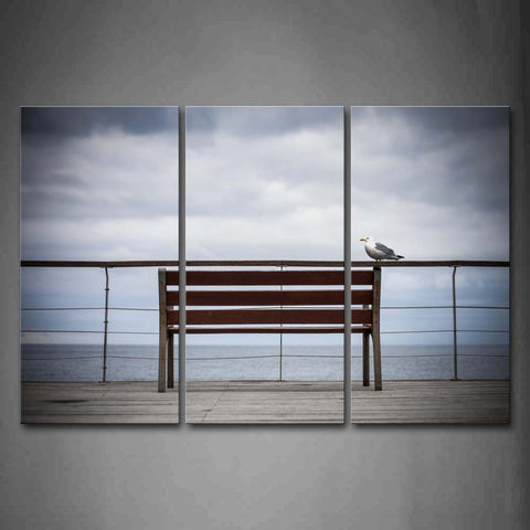 Seagull Stop On Bench Near Sea Fence Wall Art Painting Pictures Print On Canvas Animal The Picture For Home Modern Decoration 